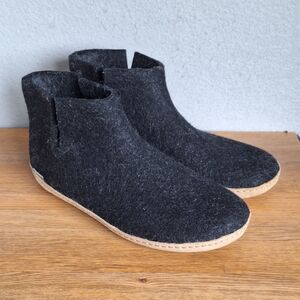 Glerups Unisex Wool Felt Boots Charcoal Grey Leather Sole EU 42 Mens 9 Womens 11